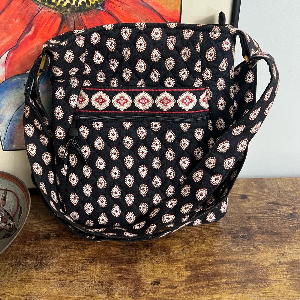 Vera Bradley Archived Classic Black 06 Pattern Crossbody tortoise hardware